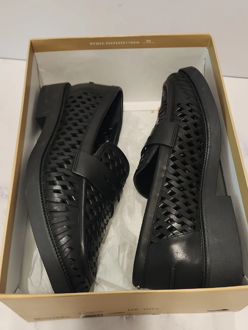 Michael Kors Eden Loafer Black Woven Leather Shoes